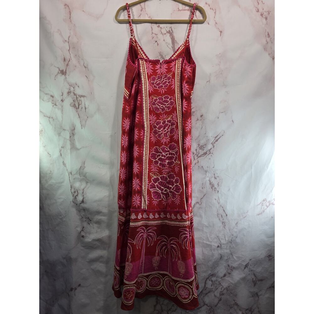 Farm Rio Dress Womens XL Linen Red Pink Summer Sunrise Tank Maxi - Picture 6 of 15